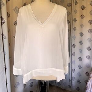 Zara White V-Neck Blouse